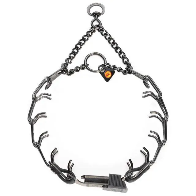 Alt view image 2 of 7 - lack Stainless Steel Dog Collar with Quick Release ClicLock Buckle and Biothane Insert Training Collar Made in Germany (Black, 16in x 2.25mm(Neck Size up to 13-14in))