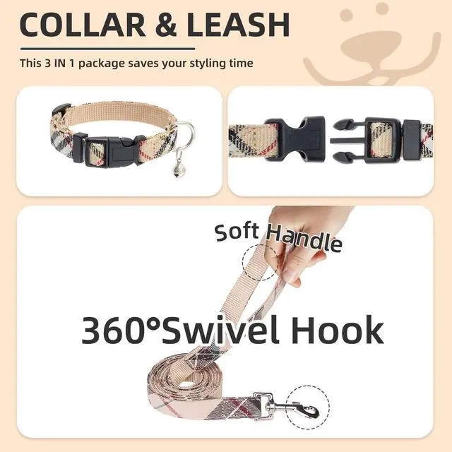 Alt view image 4 of 7 - Dog Harness, Collar and Leash Set No Pull for Small Medium Sized
