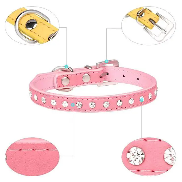 Alt view image 5 of 7 - Rhinestone Dog Collars for Small Dogs Female Bling Diamond Cat Collar XS