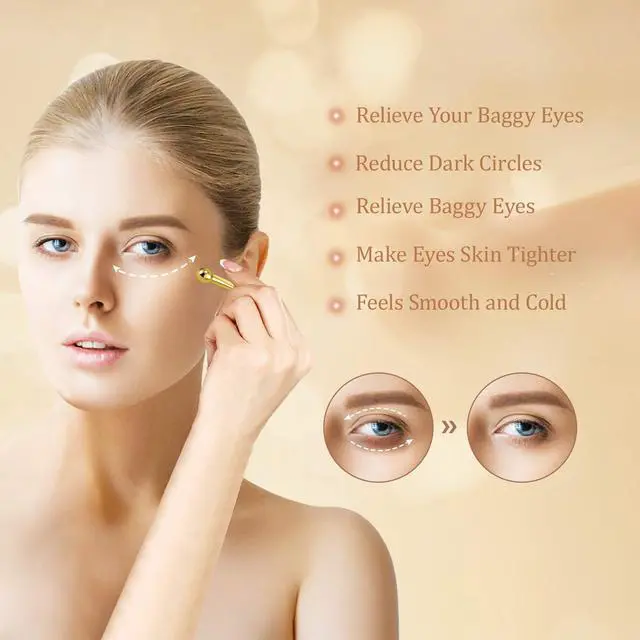 Alt view image 3 of 5 - 4 Pack Metal Eye Cream Applicator, Eye Serum Roller Ball Massager Stick for Reduce Depuffer, Massage (Silver&Gold)
