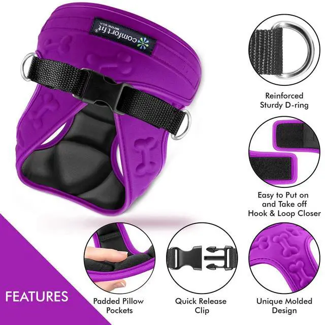 Alt view image 2 of 6 - Comfort Fit Dog Harness No Pull No Escape Harness Adjustable Buckles Soft Padded Reflective Choke Step in Dog Vest with Easy Control Handle for Small Medium Large Dogs & Puppies