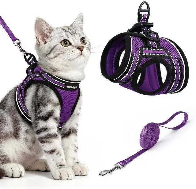 Main image of Cat Harness and Leash Set, Step-in Soft Vest, Purple