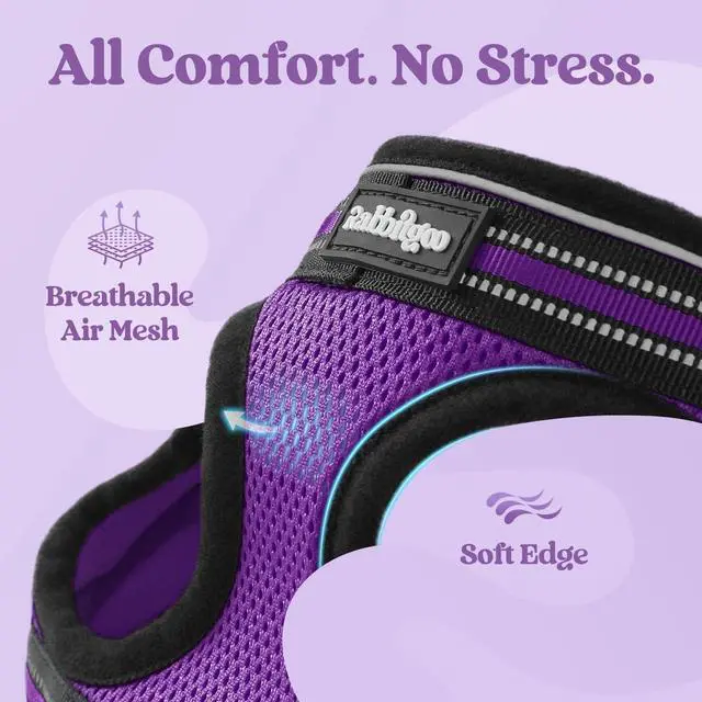 Alt view image 7 of 7 - Cat Harness and Leash Set, Step-in Soft Vest, Purple