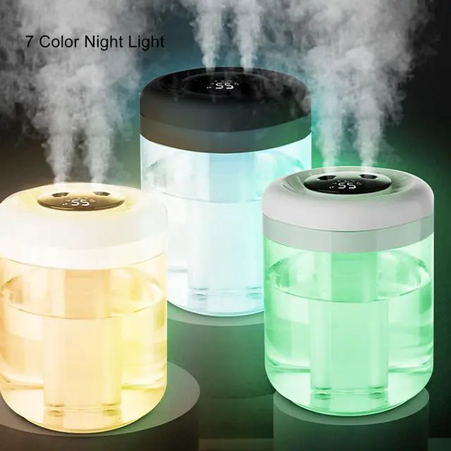 Alt view image 5 of 7 - Top Fill Humidifier, 2.8L Tank Quiet Cool Mist Humidifier for Bedroom with 3 Modes Digital Display 7 Color Night Light USB Interface Oil Diffuser for Home Office (Black)