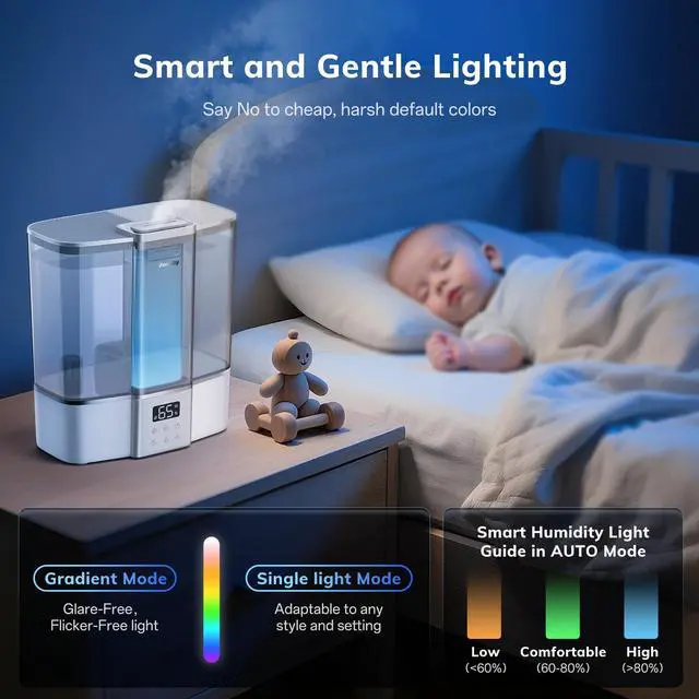 Alt view image 6 of 6 - Geek-Level Ultrasonic Humidifier, 4L Top-Fill Cool Mist Diffuser