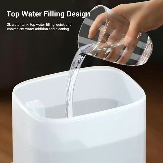 Alt view image 3 of 7 - Top Fill Humidifier for Bedroom, 2L Capacity 25dB Quiet Cool Mist Air Humidifiers for Large Room, Baby Nursery, Plant, Indoor Essential Oil Diffuser Easy to Clean