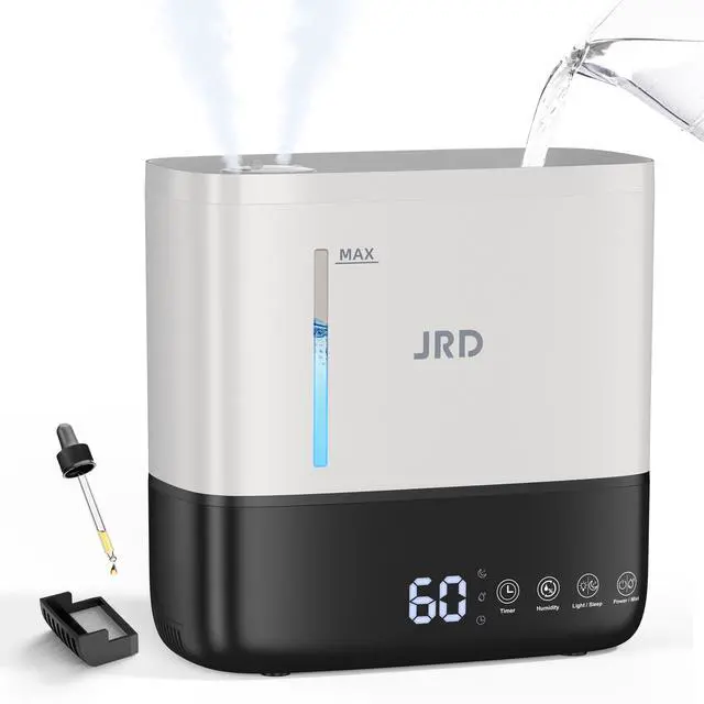 Main image of Humidifiers for Bedroom, Ultrasonic Humidifier 4L for Large Room, Cool Mist Top-Fill, 40H Run, 12H Timer, 360° Nozzle, Aroma Diffuser, 7-Color Night Light for Home, Office, Baby-White