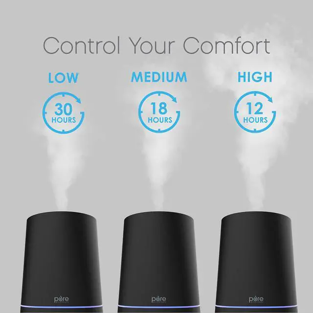 Alt view image 2 of 7 - HUME Max - Easy Top-Fill Ultrasonic Cool Mist Humidifier, 3.7-L (1 Gallon) Water Tank, 3 Mist Settings, & Auto Shut-Off Timer - Ideal for Large Bedrooms, Nurseries & Dry Areas (Black)