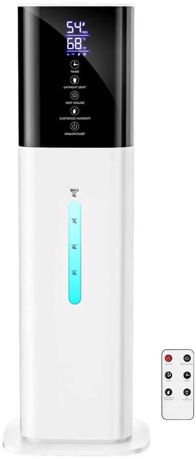 Main image of Humidifier Large Room Bedroom, 8L/2.1Gal Top Fill Cool Mist Humidifiers with Humidistat, 3-Speeds, 48H Runtime, Quiet Sleep Mode, Night Light, 12H Timer, 360° Nozzle & Aroma Diffuser for Baby, Plants