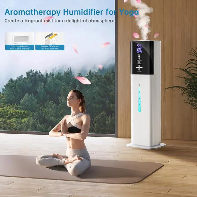 Alt view image 7 of 7 - Humidifier Large Room Bedroom, 8L/2.1Gal Top Fill Cool Mist Humidifiers with Humidistat, 3-Speeds, 48H Runtime, Quiet Sleep Mode, Night Light, 12H Timer, 360° Nozzle & Aroma Diffuser for Baby, Plants