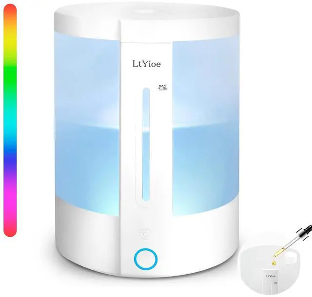Main image of Top Fill Humidifiers for Bedroom, 8-Colorful Lights, 2.5L Tank, Easy Fill&Clean, Ultra-Quiet Cool Mist with Essential Oil Diffuser, Touch Buttons, 3 Mist Modes, Auto Off, for Office, Home,16H.
