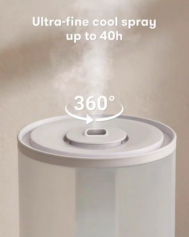 Alt view image 6 of 7 - Humidifiers for Bedroom,1.06Gal(4L) humidifier for baby Dishwasher-Safe Tank Easy Clean,3-in-1 Humidifier & Aroma Diffuser & Night Light,Top Fill,360° Ultra-Fine Spray,Auto Shut-Off,Home,Nursery,White