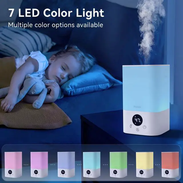 Alt view image 5 of 5 - Top Fill Humidifiers for Bedroom, 3.2L Tank for Large RoomQuiet Ultrasonic Humid Evaporative
