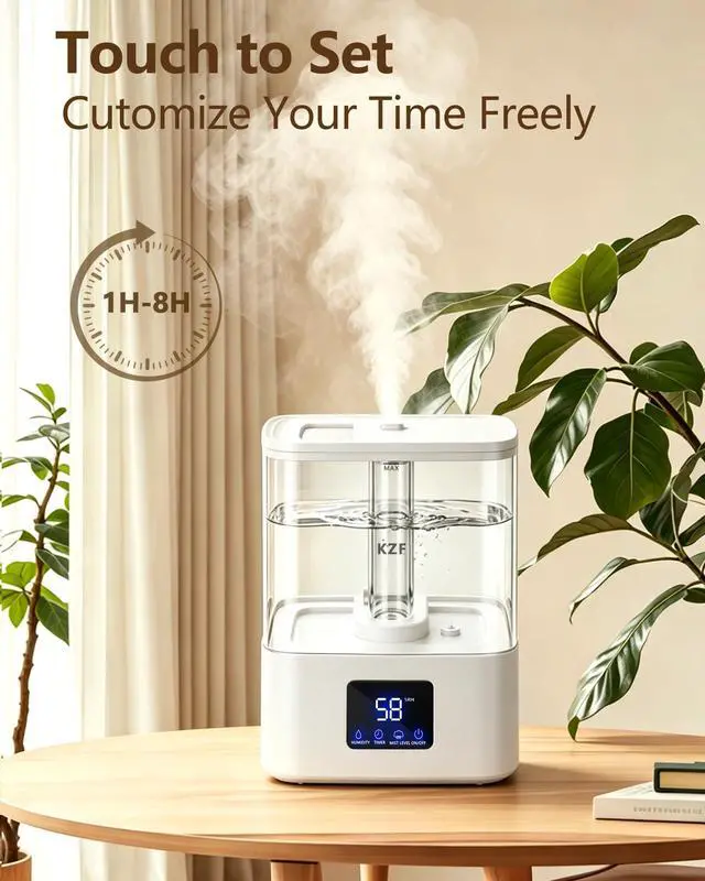 Alt view image 5 of 7 - 4L Top Fill Humidifiers for Bedroom & 60H Runtime - Cool Mist 3 Mist Levels, 8H Timer, Essential Oil Tray, Humidity Display, Quiet for Bedroom, Baby, Large Room