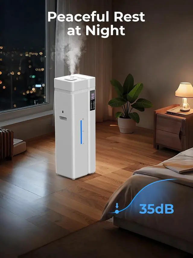 Alt view image 5 of 7 - 13L/3.43Gal Humidifier Large Room, 800ft² Coverage, 100H Runtime, Auto Humidity Control, Top Fill, Humidifiers for Bedroom, 35dB Quiet, Sleep Mode, Aroma Diffuser, 24H Timer, Auto Shut-off Protection