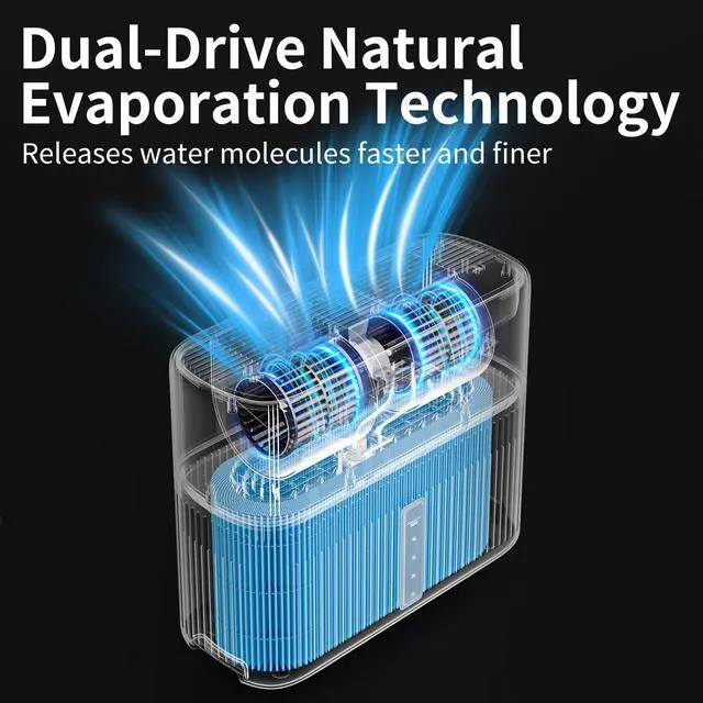 Alt view image 4 of 7 - Evaporative Humidifiers for Bedroom up to 300 ft² 5L Tank Top Fill