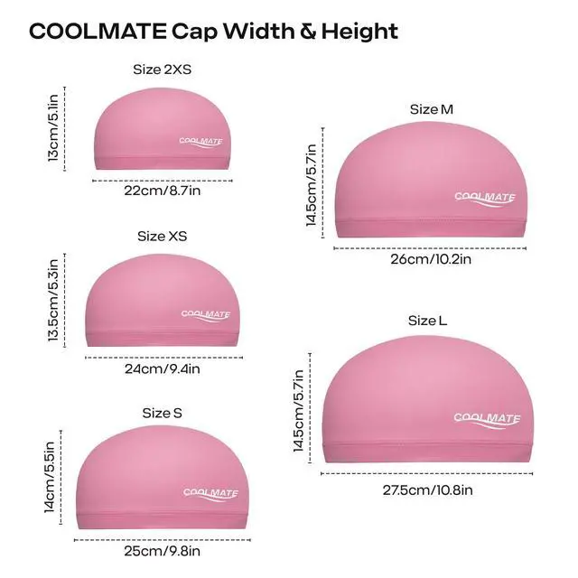Alt view image 6 of 7 - COOMATE Fabric Swim Cap for Women, Lap Swimming, Lightweight, Dark Pink, M