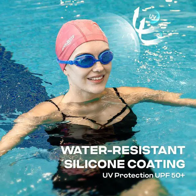 Alt view image 7 of 7 - COOMATE Fabric Swim Cap for Women, Lap Swimming, Lightweight, Dark Pink, M