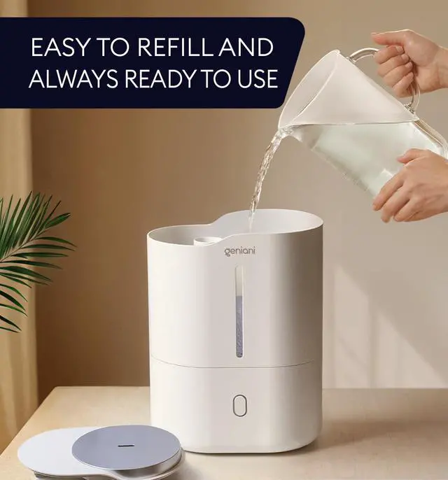 Alt view image 2 of 7 - Ultrasonic Cool Mist Humidifier for Bedroom, Large Rooms, Home, 4L - Easy Fill & Clean Humidifier for Plants w/Auto Shut-off, 40H Runtime - Quiet, Top Fill Air Humidifier