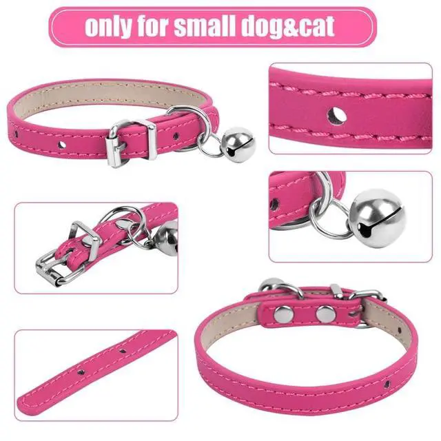 Alt view image 2 of 7 - XXS Dog Collar Teacup Dog Collar, Pink Dog Collars, Teacup Dog Collars for Small Dogs Cats, Pink, 3/8 inch Width