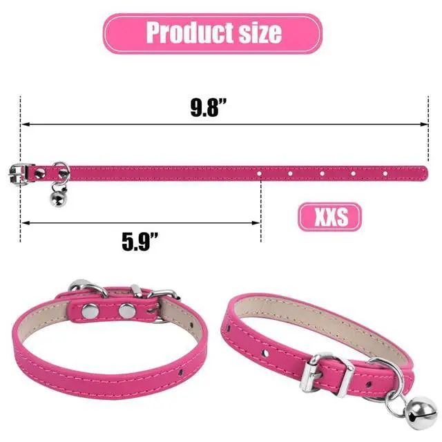 Alt view image 3 of 7 - XXS Dog Collar Teacup Dog Collar, Pink Dog Collars, Teacup Dog Collars for Small Dogs Cats, Pink, 3/8 inch Width