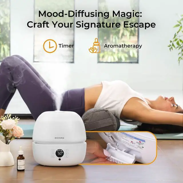 Alt view image 7 of 7 - Top Fill Humidifiers for Bedroom Baby with Humidistat, 20dB Quiet Air Humidifier for Large Room & Indoor Plants with Remote, Cool Mist Diffuser for Home, 7 Color Light, Essential Oil Tray,Timer
