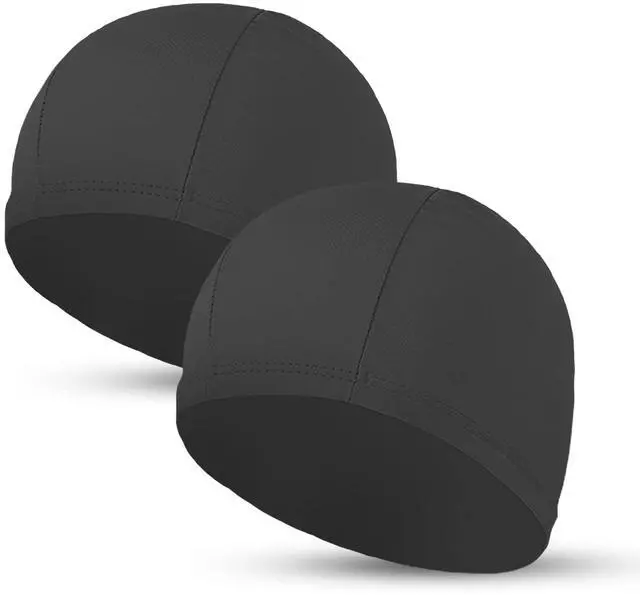 Main image of 2pcs Cloth Swim Caps for Both Women & Men & Kids Fabric Durable Non-Waterproof Elastic Swimming Pool Cap Bathing Cap for Long and Short Hair (Black)