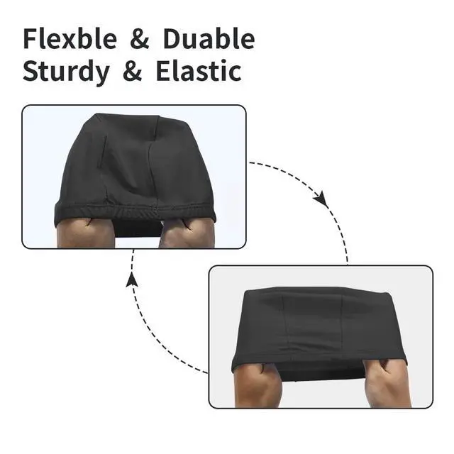 Alt view image 5 of 6 - 2pcs Cloth Swim Caps for Both Women & Men & Kids Fabric Durable Non-Waterproof Elastic Swimming Pool Cap Bathing Cap for Long and Short Hair (Black)