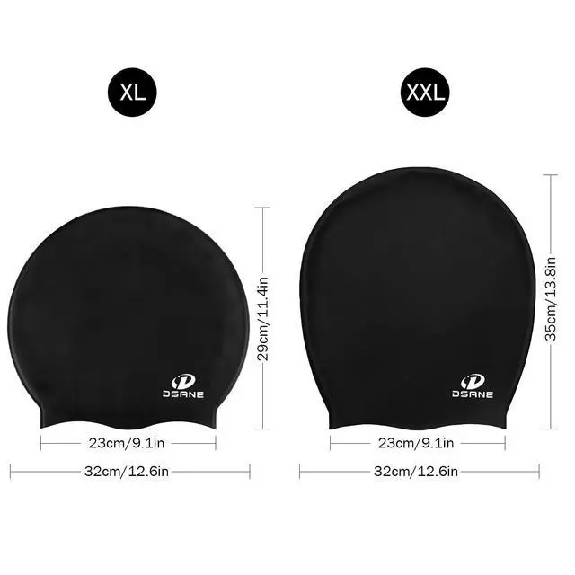 Alt view image 5 of 7 - Extra Large Swimming Cap for Women and Men,Special Design Swim Cap for Very Long Thick Curly Hair&Dreadlocks Weaves Braids Afros Silicone Keep Your Hair Dry(Black/XL)