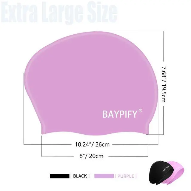 Alt view image 4 of 7 - 2 Pack Silicone Swim Cap for Long Hair, Anti-Slip Waterproof