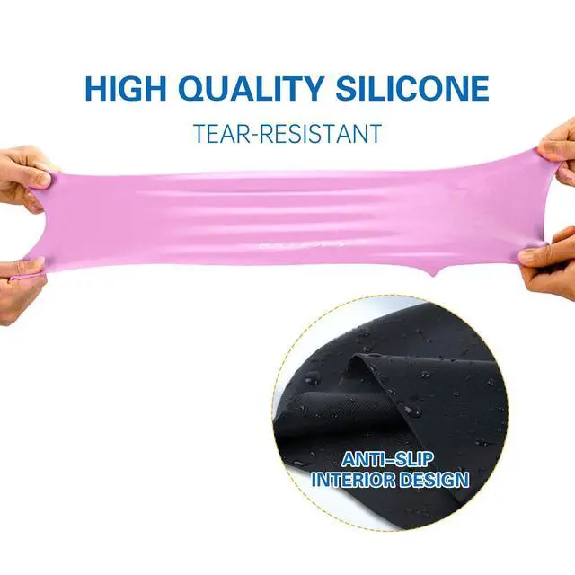 Alt view image 5 of 7 - 2 Pack Silicone Swim Cap for Long Hair, Anti-Slip Waterproof