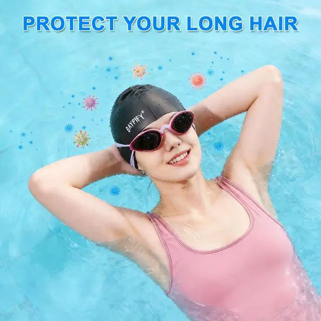 Alt view image 6 of 7 - 2 Pack Silicone Swim Cap for Long Hair, Anti-Slip Waterproof