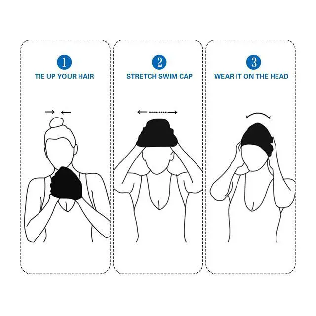 Alt view image 7 of 7 - 2 Pack Silicone Swim Cap for Long Hair, Anti-Slip Waterproof