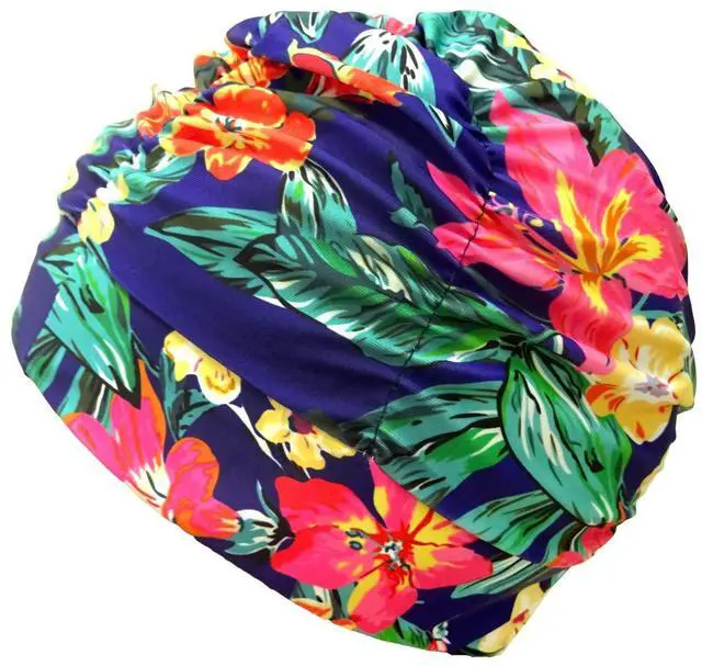 Main image of Pleated Swimming Cap Long Hair Swim Cap Bathing Cap, Non-Waterproof (Canna)