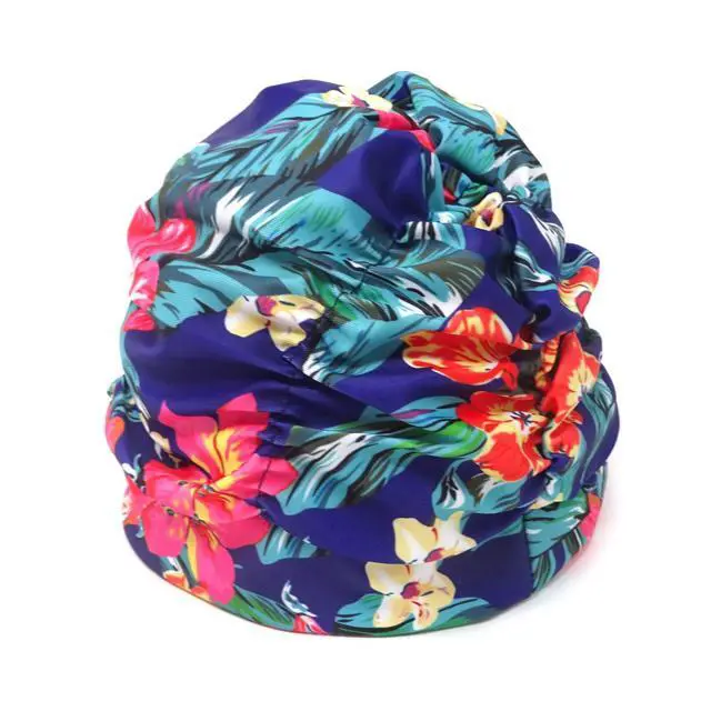 Alt view image 4 of 6 - Pleated Swimming Cap Long Hair Swim Cap Bathing Cap, Non-Waterproof (Canna)