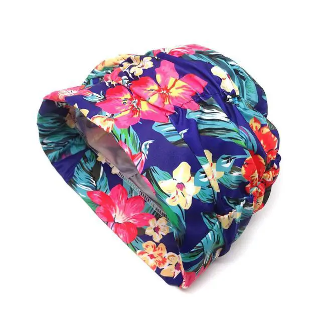 Alt view image 5 of 6 - Pleated Swimming Cap Long Hair Swim Cap Bathing Cap, Non-Waterproof (Canna)