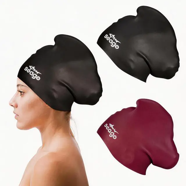Main image of Swim Cap Long Hair 2 Pack Swimming Cap for Women Silicone Swim Caps Keep Hair Dry Waterproof Comfortable Flexible Durable Bathing Cap Tear-Proof Design Large Adult Women Swimming Caps 10+ Years Girls