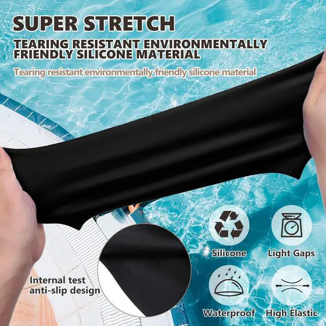 Alt view image 7 of 7 - 2 Pack Extra Large Swim Cap for Women and Men Adult Youth,Waterproof Silicone Swim Cap for Very Long Hair, Thick Curly Hair & Dreadlocks Braids Weaves Afro Hair (Black)
