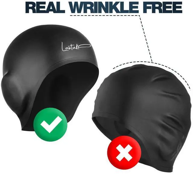 Alt view image 5 of 7 - 3D Swim Cap with Ear Protection Silicone Swim Cap for Women & Men