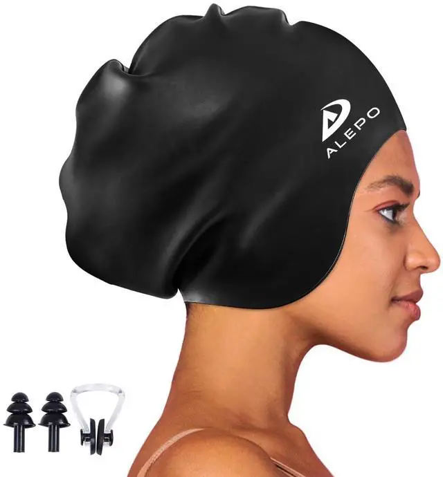 Main image of Extra Large Swimming Cap Women Men, Durable Silicone Swimming Hat Long Hair with Ear Protection, Unisex Adults Swim Caps for Long Thick Curly Hair & Dreadlocks Braids Weaves Afro Hair