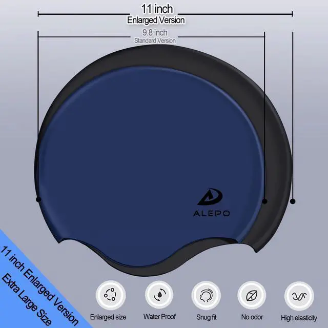 Alt view image 2 of 7 - Extra Large Swimming Cap Women Men, Durable Silicone Swimming Hat Long Hair with Ear Protection, Unisex Adults Swim Caps for Long Thick Curly Hair & Dreadlocks Braids Weaves Afro Hair
