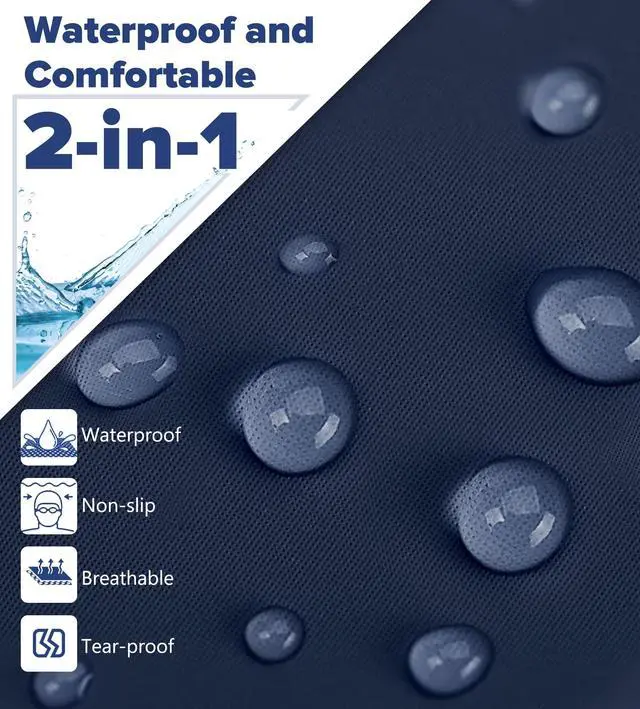 Alt view image 2 of 7 - Fabric Swim Cap, Silicone Waterproof Layer - Breathable Cloth Swimming Cap, Keep Hair Dry with Hight Elasticity for Women Men, 2 Sizes to Choose (Navy Blue, Medium)