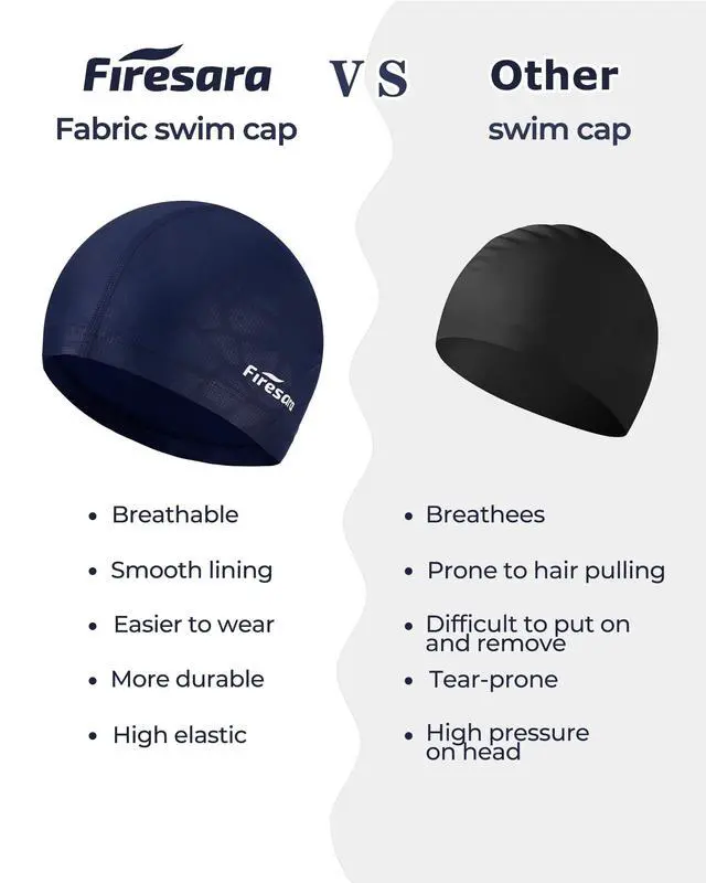 Alt view image 3 of 7 - Fabric Swim Cap, Soft Stretch Swimming Hat for Long Hair & Short Hair