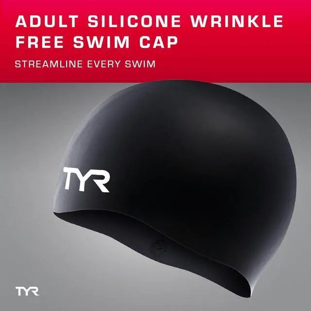 Alt view image 2 of 6 - Silicone Swim Cap for Men and Women Wrinkle-Free, Durable & Tear Resistant, Low Drag Training & Competition Cap, Black