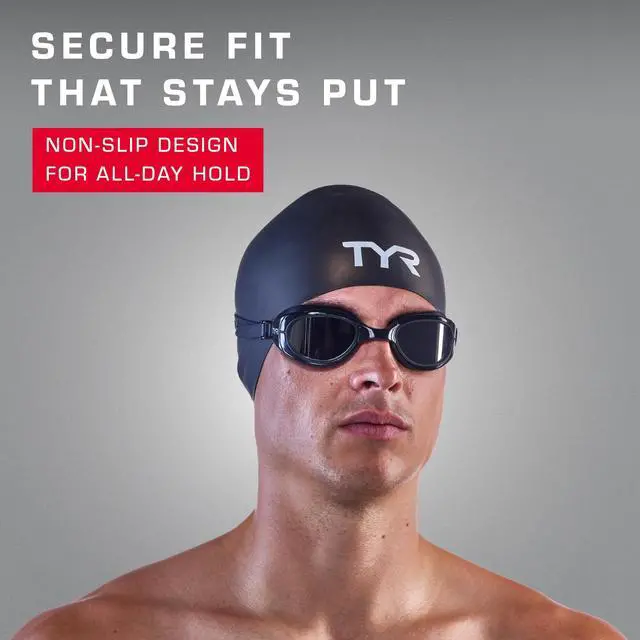 Alt view image 5 of 6 - Silicone Swim Cap for Men and Women Wrinkle-Free, Durable & Tear Resistant, Low Drag Training & Competition Cap, Black