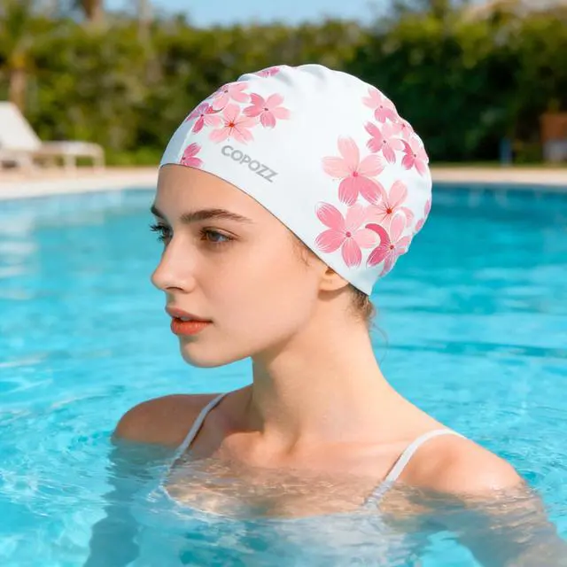 Alt view image 5 of 7 - Stylish Silicone Swim Cap for Women Comfortable, Durable, and Hair-Protecting Design