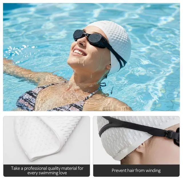 Alt view image 4 of 7 - Extra Large Swim Cap for Women with Long & Curly Hair, Silicone Swimming Cap for Thick Hair, Pool & Beach