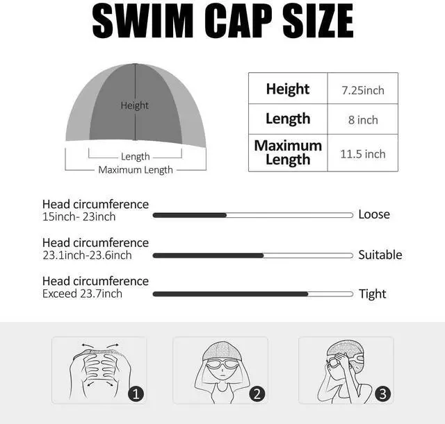 Alt view image 6 of 7 - Extra Large Swim Cap for Women with Long & Curly Hair, Silicone Swimming Cap for Thick Hair, Pool & Beach