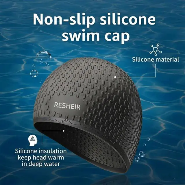 Alt view image 7 of 7 - Extra Large Swim Cap for Women with Long & Curly Hair, Silicone Swimming Cap for Thick Hair, Pool & Beach