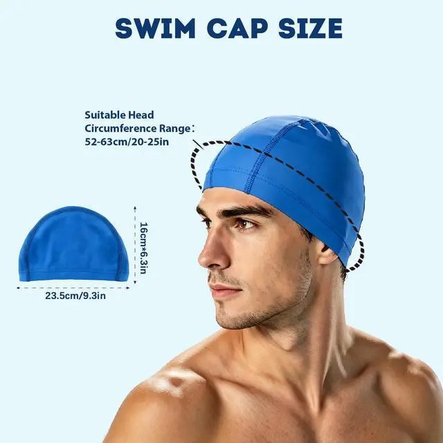 Alt view image 4 of 7 - Fabric Swim Cap, High Stretch Breathable, Men Women, Swim Training
